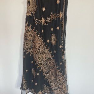 Vintage Indian sari embroidered wrap skirt
